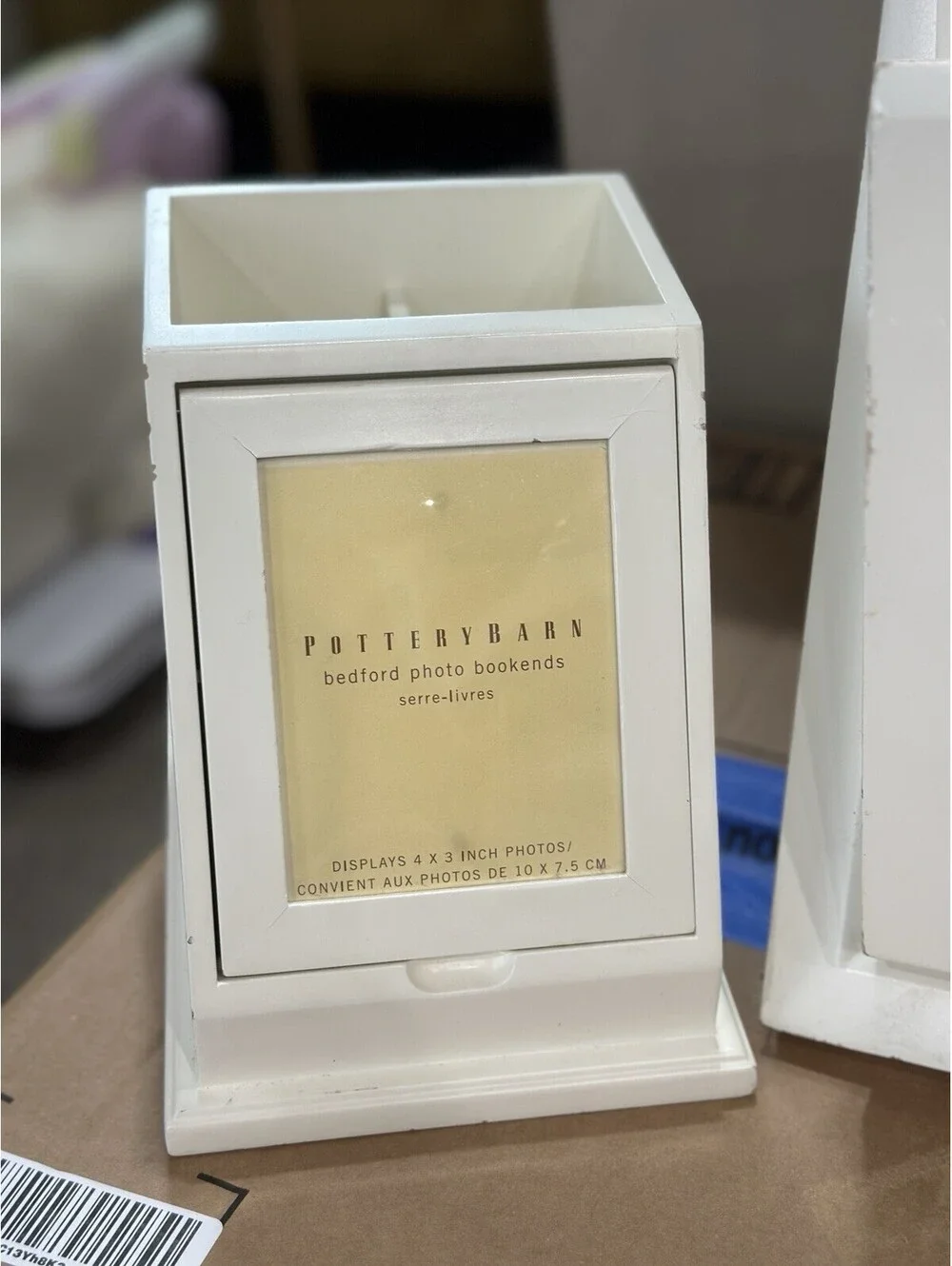Pottery Barn Wood Letter Bin And Pop Photo Book End